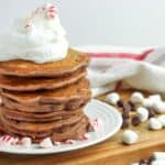 hot chocolate peppermint pancakes on a plate
