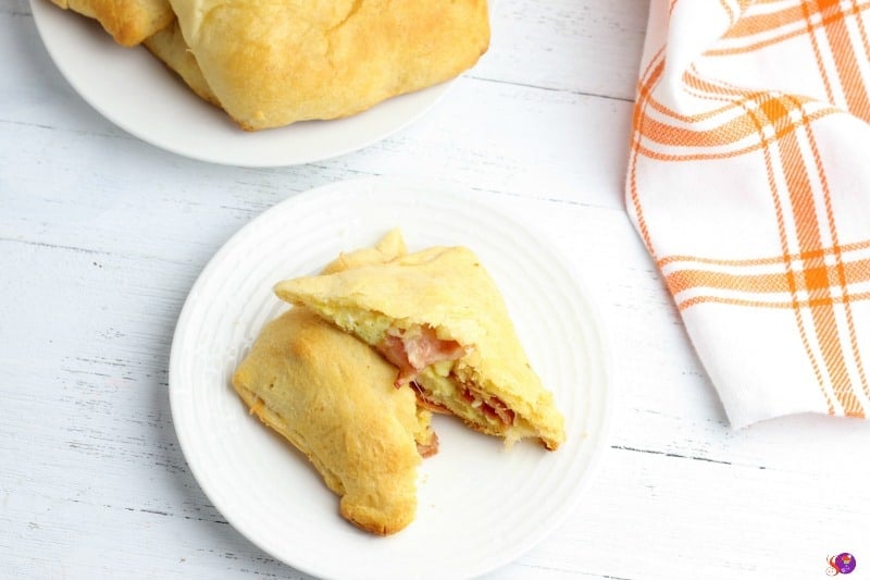 bacon egg and cheese breakfast pockets on plate