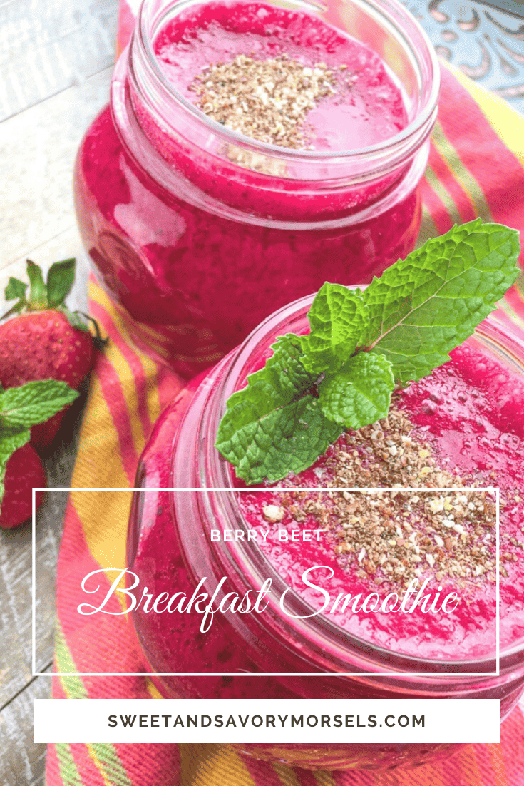 This vibrantly colored Berry Beet Smoothie is loaded with healthy ingredients including berries, beets, and chia seeds. It’s super filling and satisfying, and has an irresistible flavor you'll love - even if, like me, you hate beets!