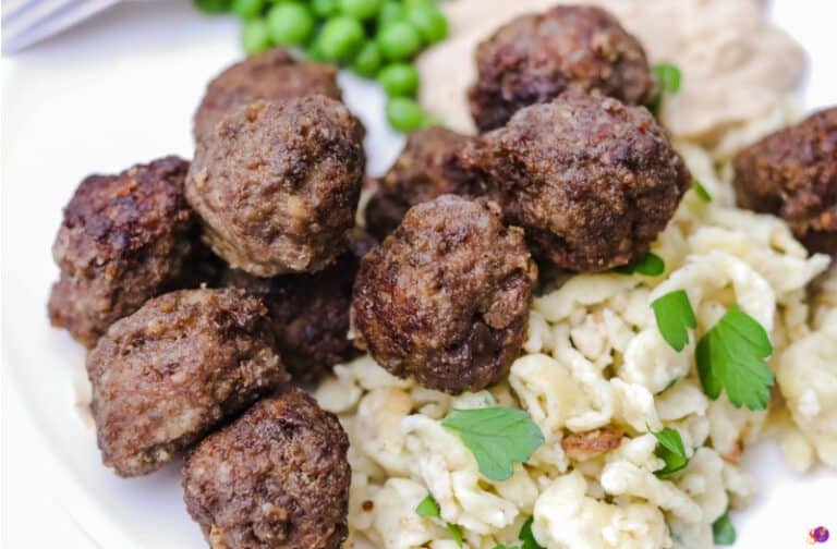 Swedish Meatballs and Dumplings on a plate