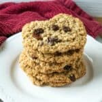 Soft and Chewy Homemade Oatmeal Raisin Cookies on plate