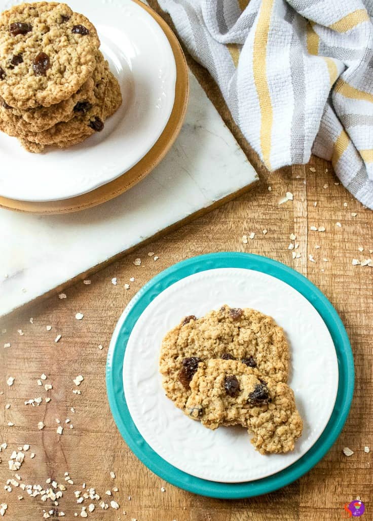 made-from-scratch Oatmeal Raisin Cookies served on plate