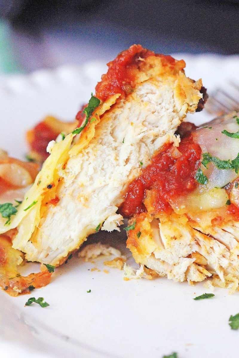 Air Fryer Chicken Parmesan Air Fryer Chicken Parmesan on white plate