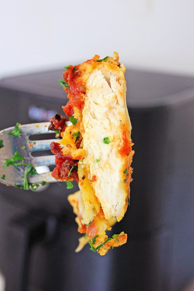 Air Fryer Chicken Parmesan Air Fryer Chicken Parmesan on a fork