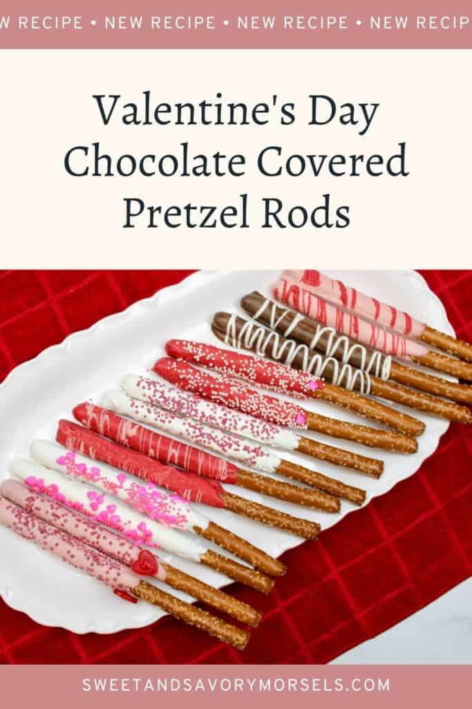 Valentine's Day Chocolate Covered Pretzel Rods