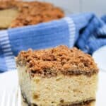 Coffee cake on a white plate