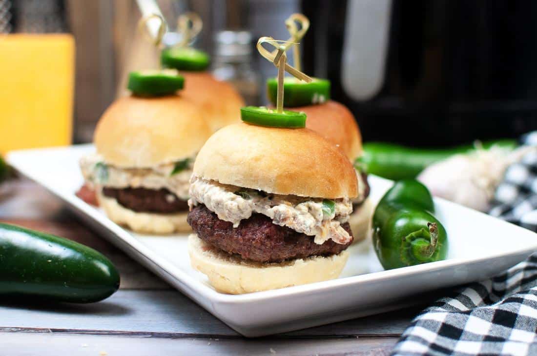 Air Fryer Jalapeño Popper Burger Sliders