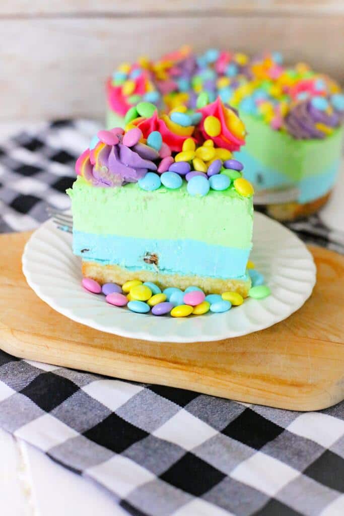 Easter Cheesecake on a white plate