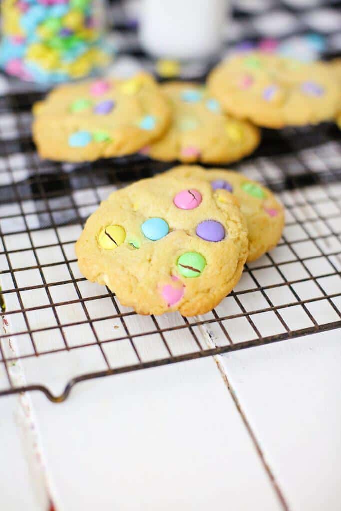 Sweet and Crunchy White Chocolate M&M Easter Cookies