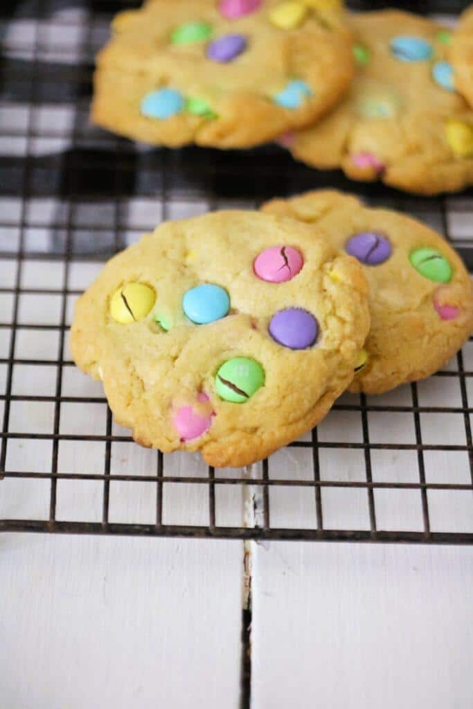 Sweet and Crunchy White Chocolate M&M Easter Cookies