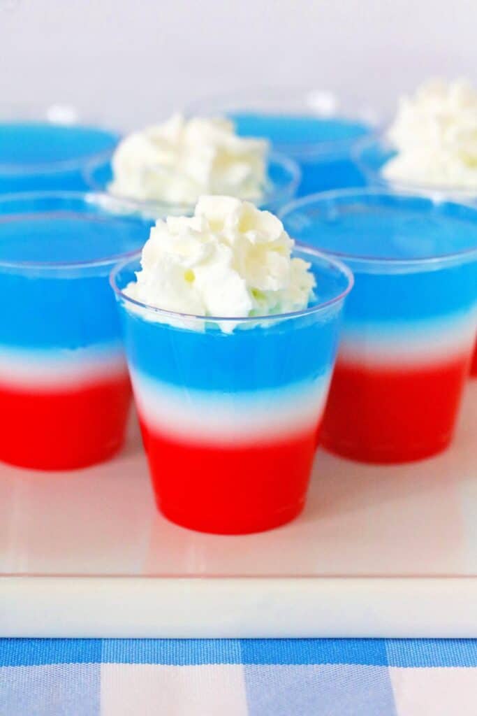 Red, White, And Blue Whipped Cream Jello Shots 12 Red, White, And Blue Whipped Cream Jello Shots