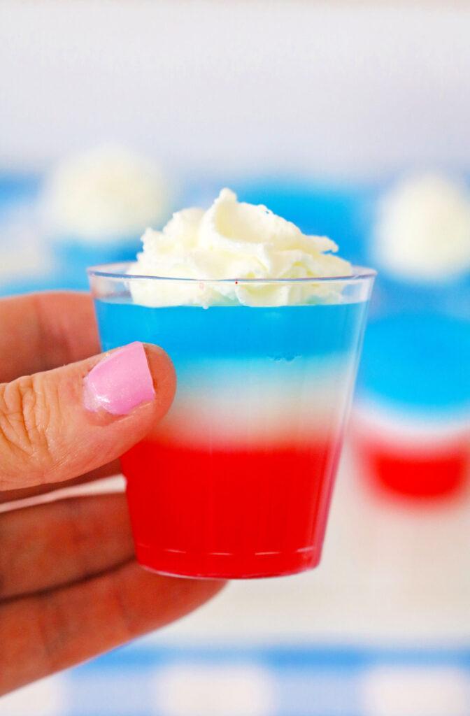 Red, White, And Blue Whipped Cream Jello Shots 8 Patriotic Shots