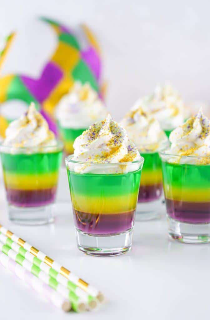 Garnish Mardi Gras Shots