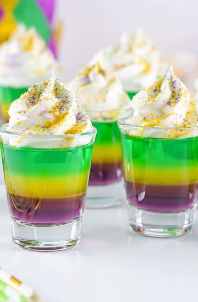 Mardi Gras Jello Shots Finished Product