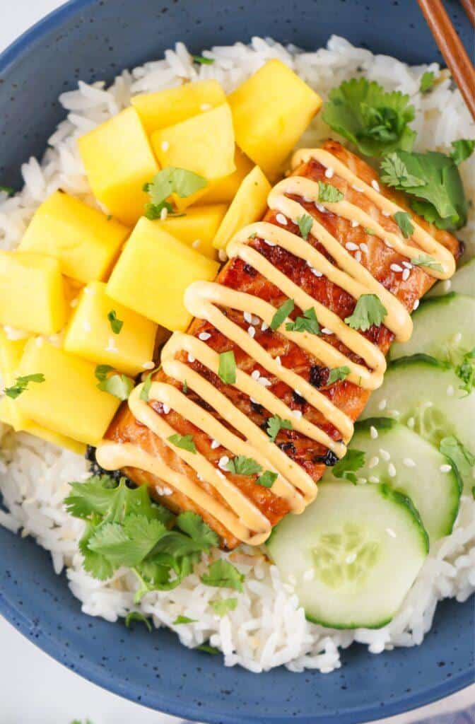 Salmon Teriyaki Bowl with Chipotle Mayo