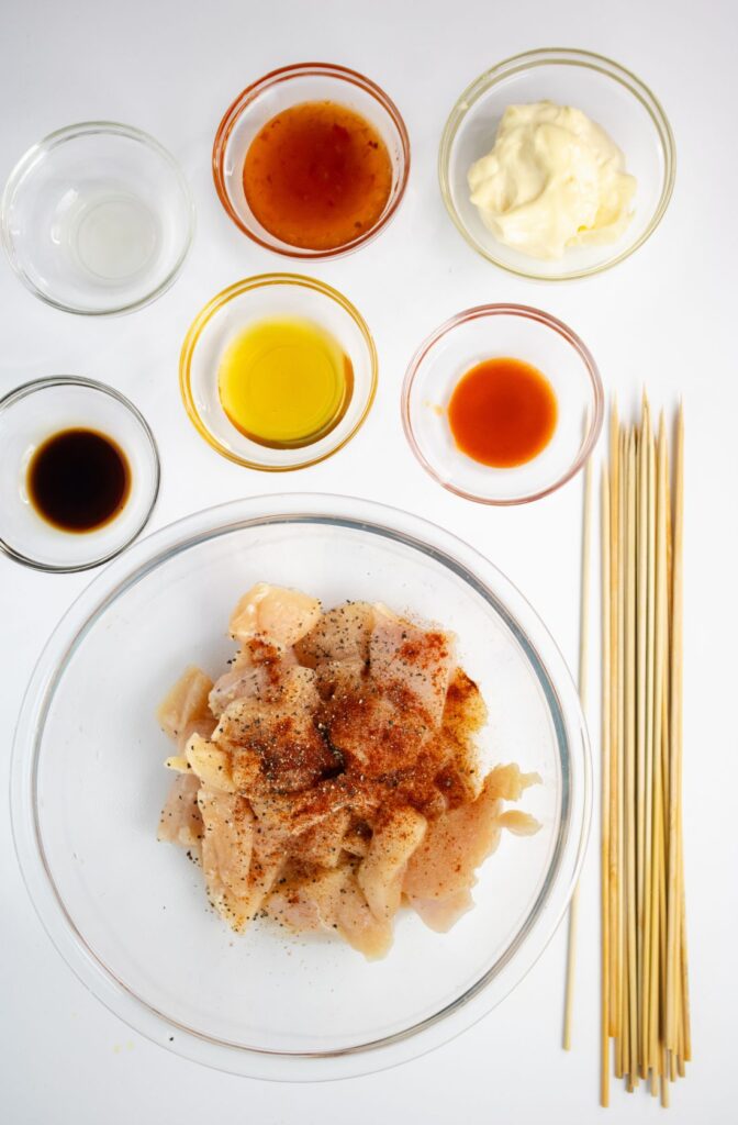 Bang Bang Chicken Skewers