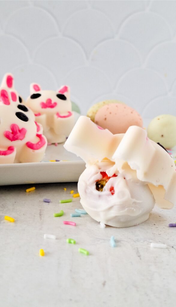 Adhere bunny face to Chocolate Covered Strawberry