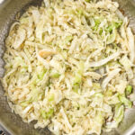Sautéed cabbage in pan