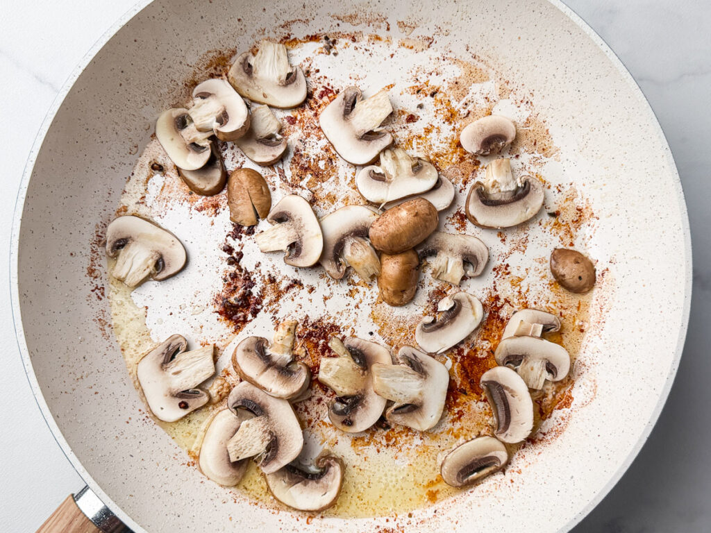 Creamy Tuscan Chicken recipe Step 2 add mashrooms