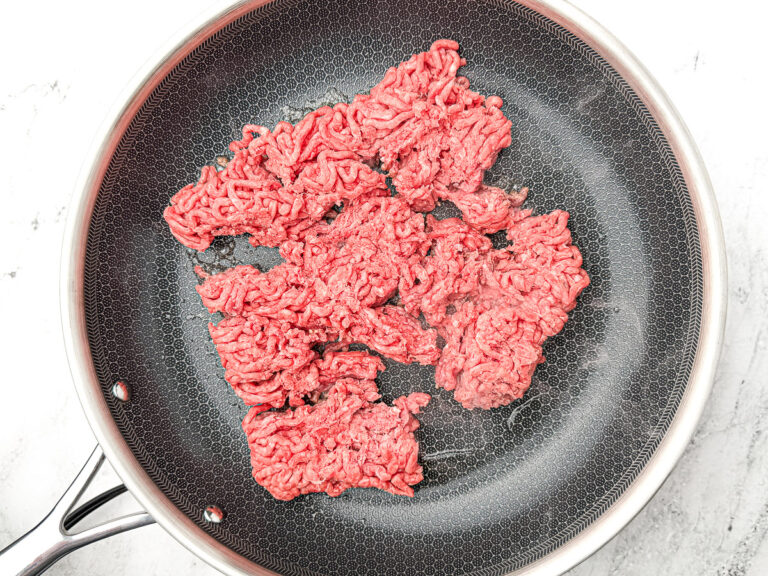 ground beef in a pan