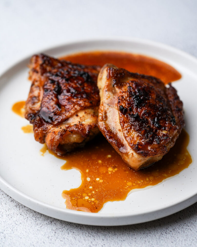 Helish Chicken Honey Garlic Chicken Thighs (Seared & Oven-Baked in Sauce)