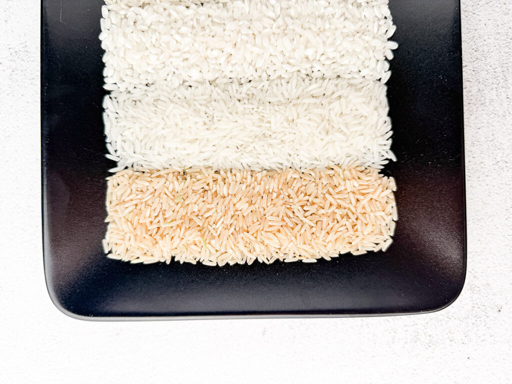 plate with different rice types