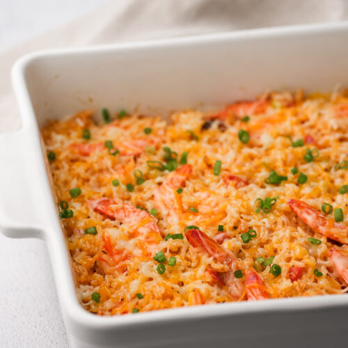 Easy Shrimp and Rice Casserole (Creamy & No Canned Soup!) 12 Baked shrimp and rice casserole dish
