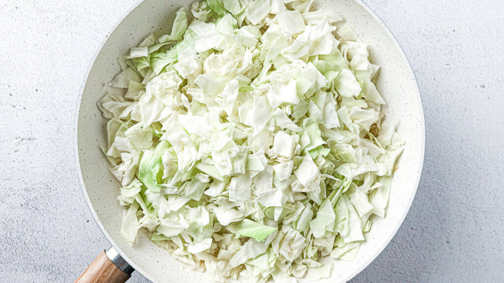 creamy cabbage and kielbasa skillet ingredients - cut cabbage