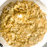 creamy cabbage and kielbasa skillet ingredients - add mustard cream