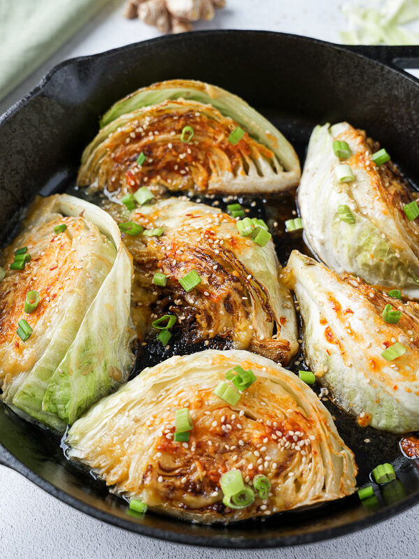 Pan-Seared Cabbage Wedges with Miso-Honey Glaze