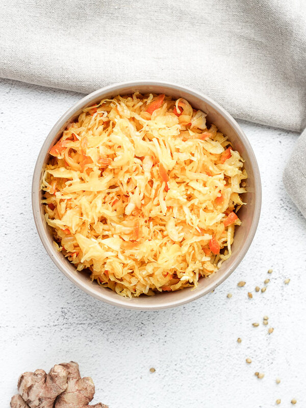 Easy Small-Batch Sauerkraut with Turmeric & Mustard