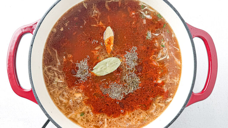 Easy Stuffed Cabbage Soup (1-Pot Deconstructed Golumpki) 19 Deconstructed stuffed cabbage soup with ground beef, cabbage, and rice in a Dutch oven