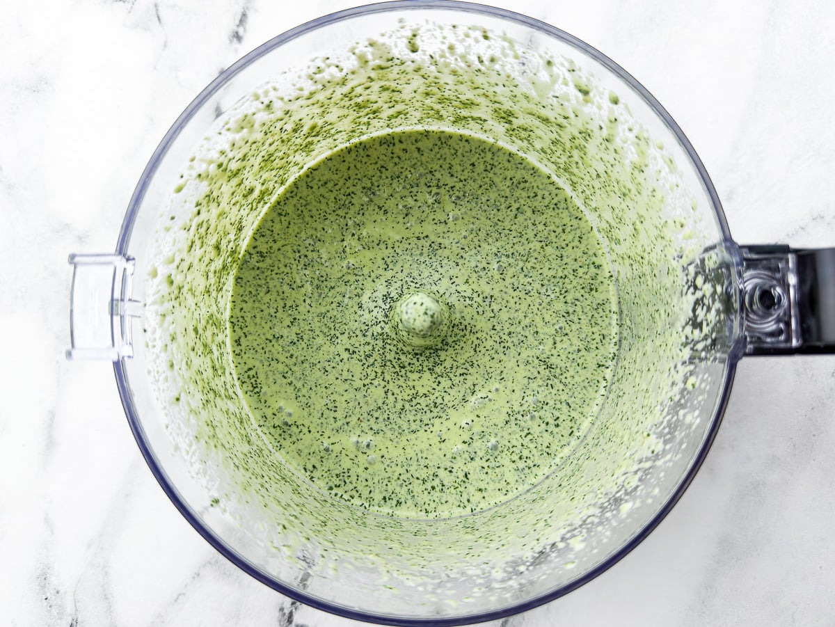 Dressing blended in the blending bowl