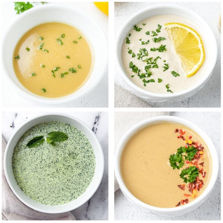homemade sauces in white sauce bowls